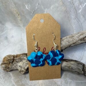 Blue Paw Print Earrings